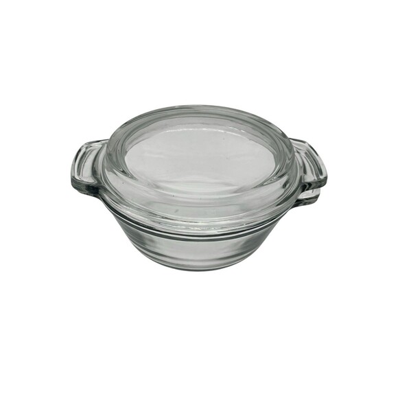 Vintage Anchor Hocking Casserole Dish 12 Oz #1072 Clear Glass Baking Dish w Lid - Picture 1 of 5